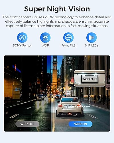 Miniatura 4 de AZDOME M550 - Cámara de tablero de 3 canales, cámara de tablero dual 4K+2.5K para automóviles WiFi GPS integrado, 1440P+1080P+1440P frontal y