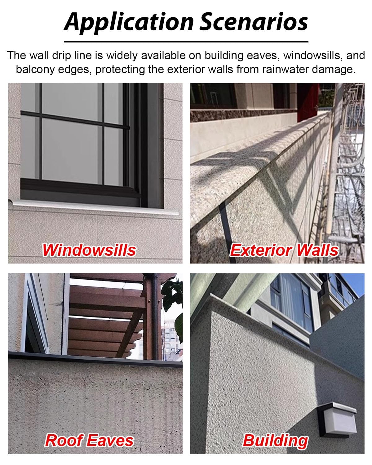 Soglia di Dislivello Pavimento Gocciolatoio Esterno per Tetto a Becco D'aquila, Profilo di Gocciolamento Metallico per Davanzale/Balcone, Grondaia di Deviazione Dell'acqua Piovana(White,14mm (0.6in))