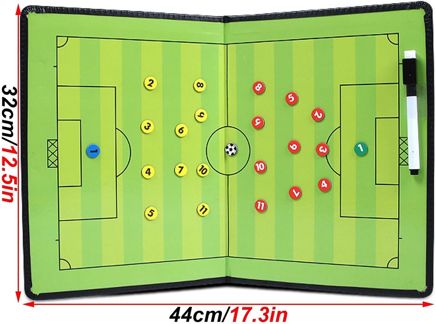 Professional Soccer Tactical Coaching Board, Magnetic Soccer Coaching Board, with Markers and Magnetic Chess Pieces, Convenient Folding Design