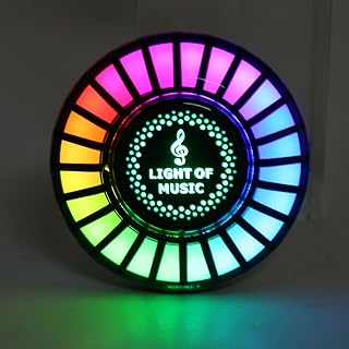 Car Voice Activated Rhythm Light, Air Freshener Vent Clip, RGB Round Voice Activated Pickup Lamp, AGC Dynamic Gain Control, Mobile APP Control, with Fragrance Tablets, 6x6x2cm