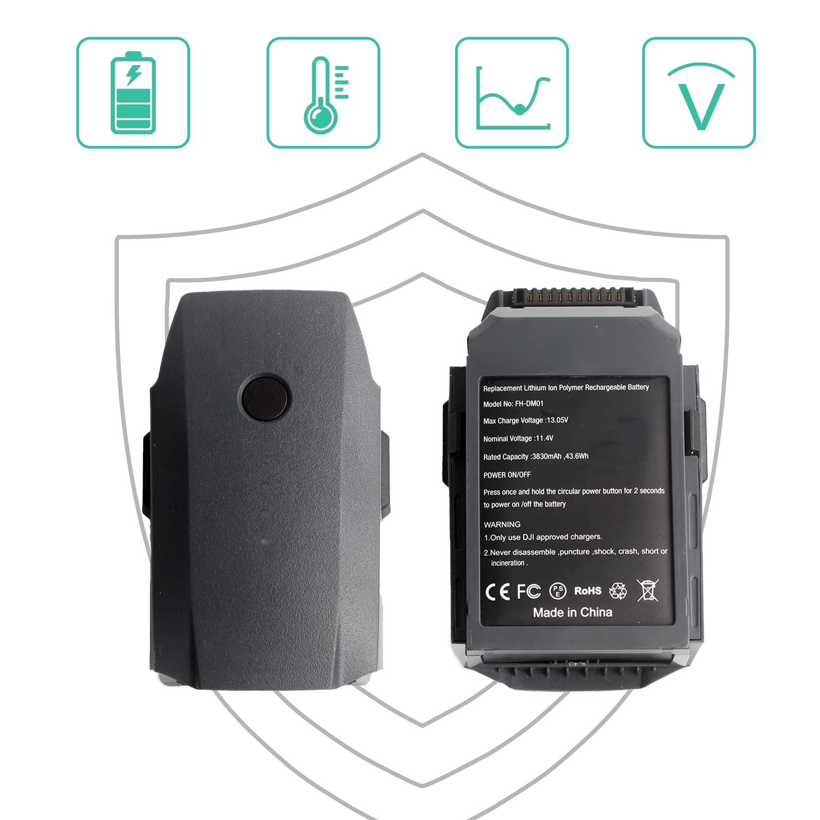 Mavic Pro Battery LiPo Intelligent Flight Battery 11.4V 3830mAh Replacement for DJI Mavic Pro, Mavic Pro Platinum, Mavic Pro Alpine White Drone(Not fit for Mavic 2 Or Mavic Pro 2 Drone)