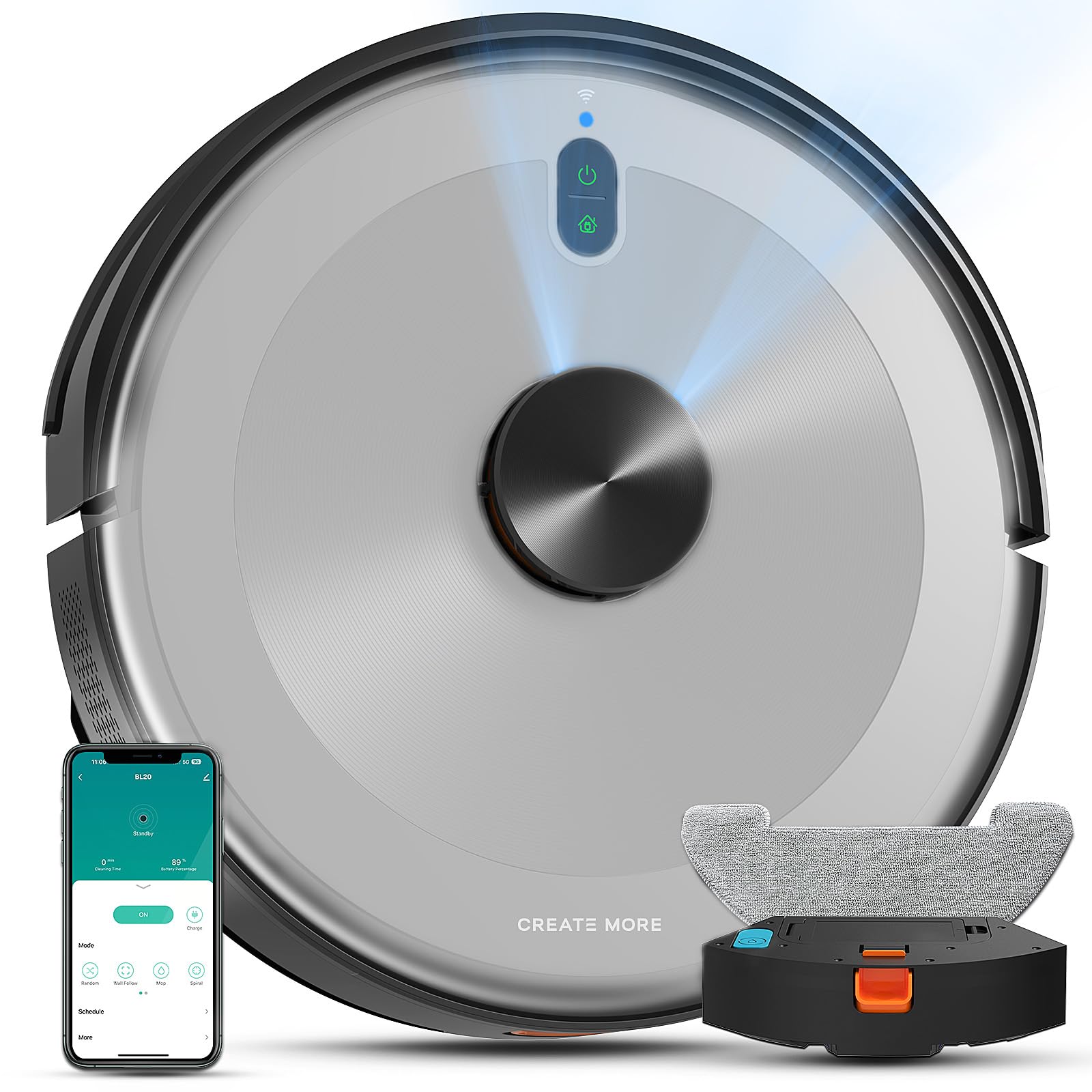 Bagotte Robot Vacuum and Mop Combo with LiDAR Navigation,4000Pa Suction Robot Vacuum Cleaner with Mapping,No-Go Zones,Vacuum Robot for Pet Hair,Hard Floor,Carpet