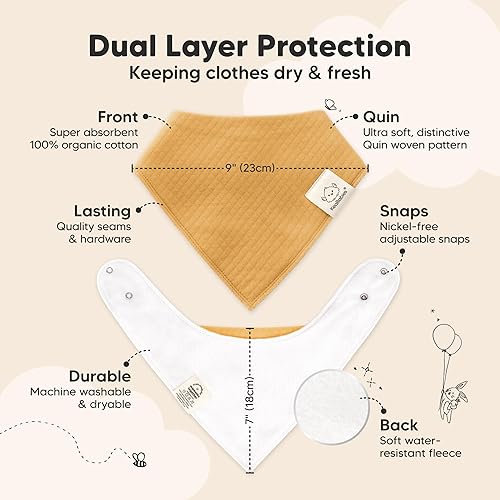 Miniatura 218 de KeaBabies 8 unidades de baberos tipo bandana orgánicos para niñas - Baberos tipo triángulo súper absorbentes para bebés que babean y están en