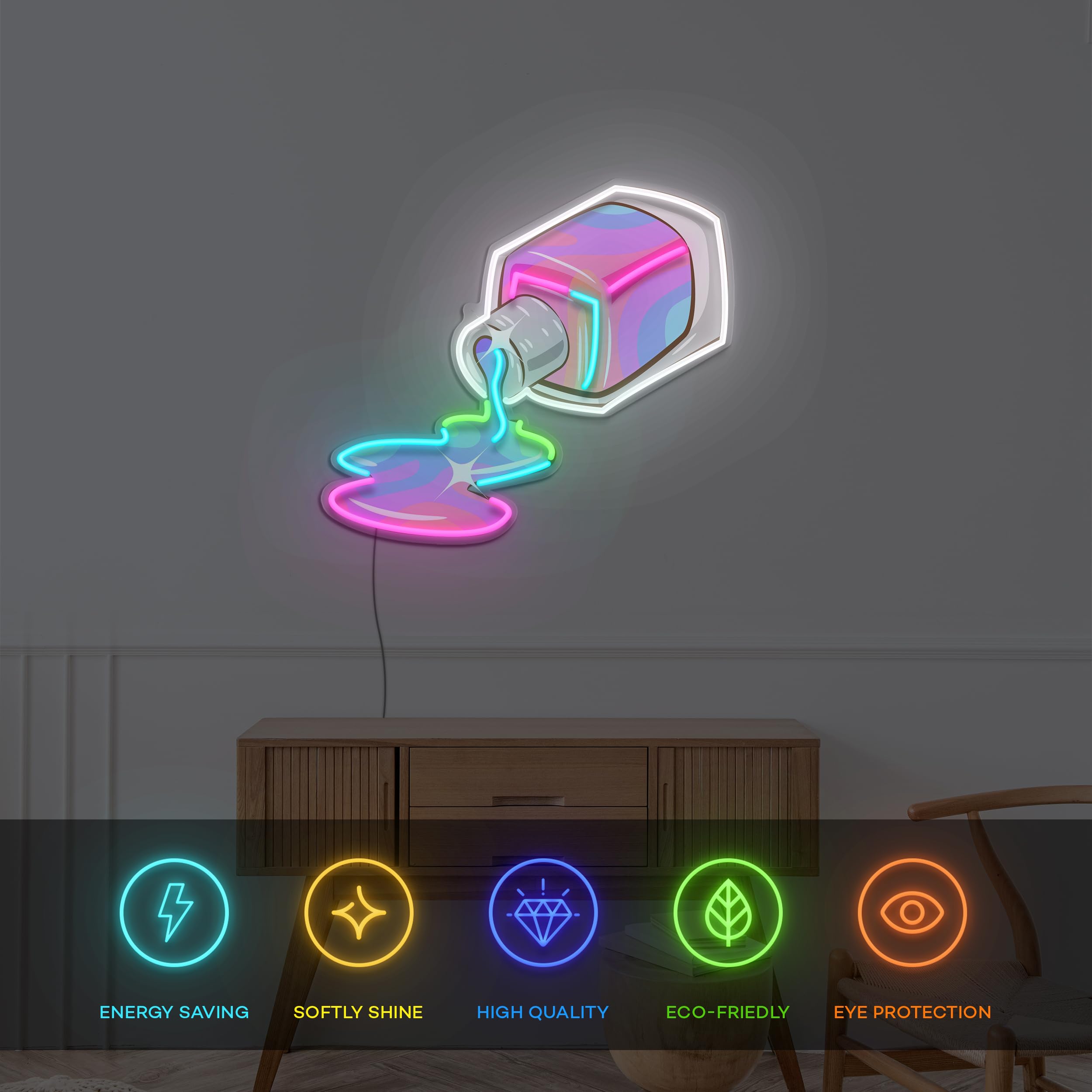 Letrero de esmalte de uñas, luz LED de neón, decoración de pared de arte pop, iluminación de sala de belleza, arte del hogar, enchufe USB, regalo ideal para fanáticos del arte de uñas,