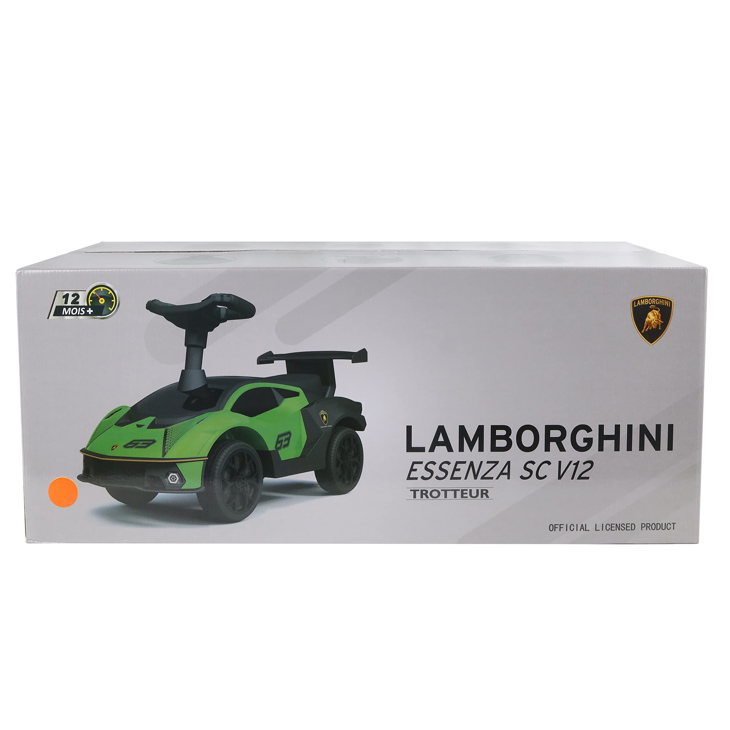 TURBO CHALLENGE - Lamborghini - Lauflernhilfe - 119711 - Freilauf - Orange - Max. 25 kg - Kunststoff - Batterien Nicht enthalten - Kinderspielzeug - Geschenk - Ab 12 Monaten