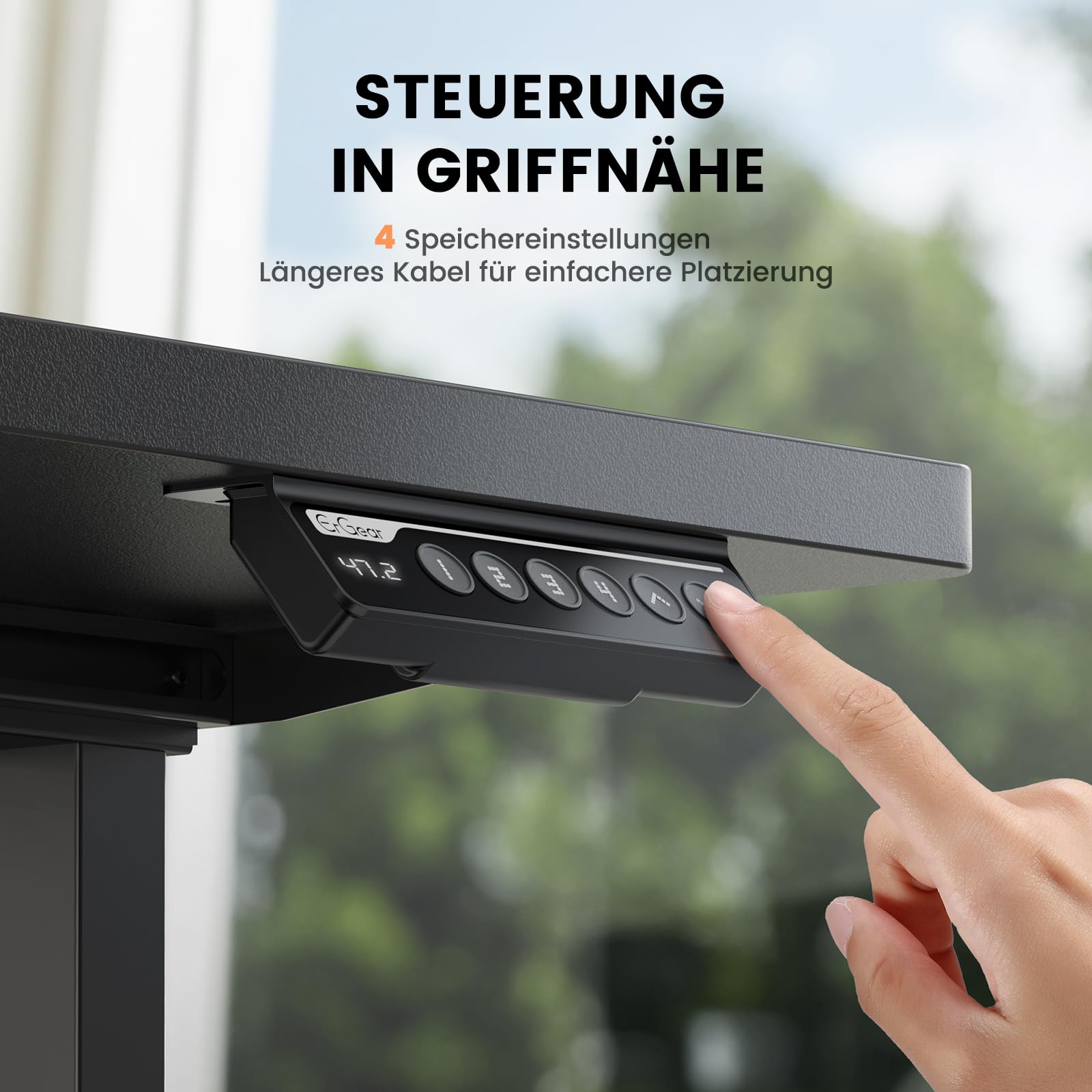 ErGear Höhenverstellbarer Schreibtisch Gestell mit 2 Starken Motoren, Höhenverstellbar Schreibtisch Elektrische Belastbar bis 120 KG, Tischgestell mit 4 Memory-Steuerung (Schwarz)