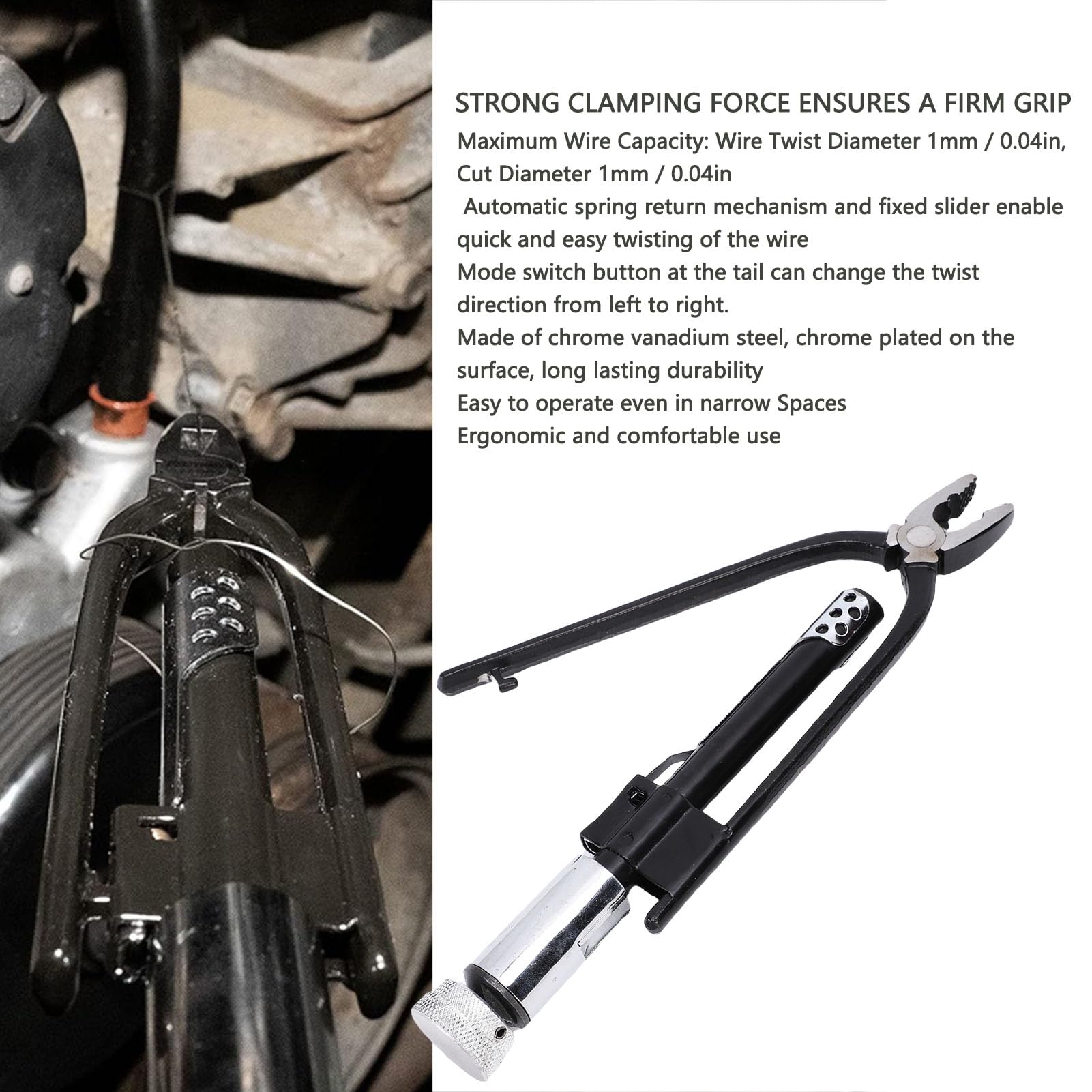 Pinze Cavo Sicurezza, Twister Reversibile da 9 Pollici e Attrezzo per Legatura, Utensile per Fili Metallici in Riparazioni Auto da Corsa, Moto, Aeromobili e Officina