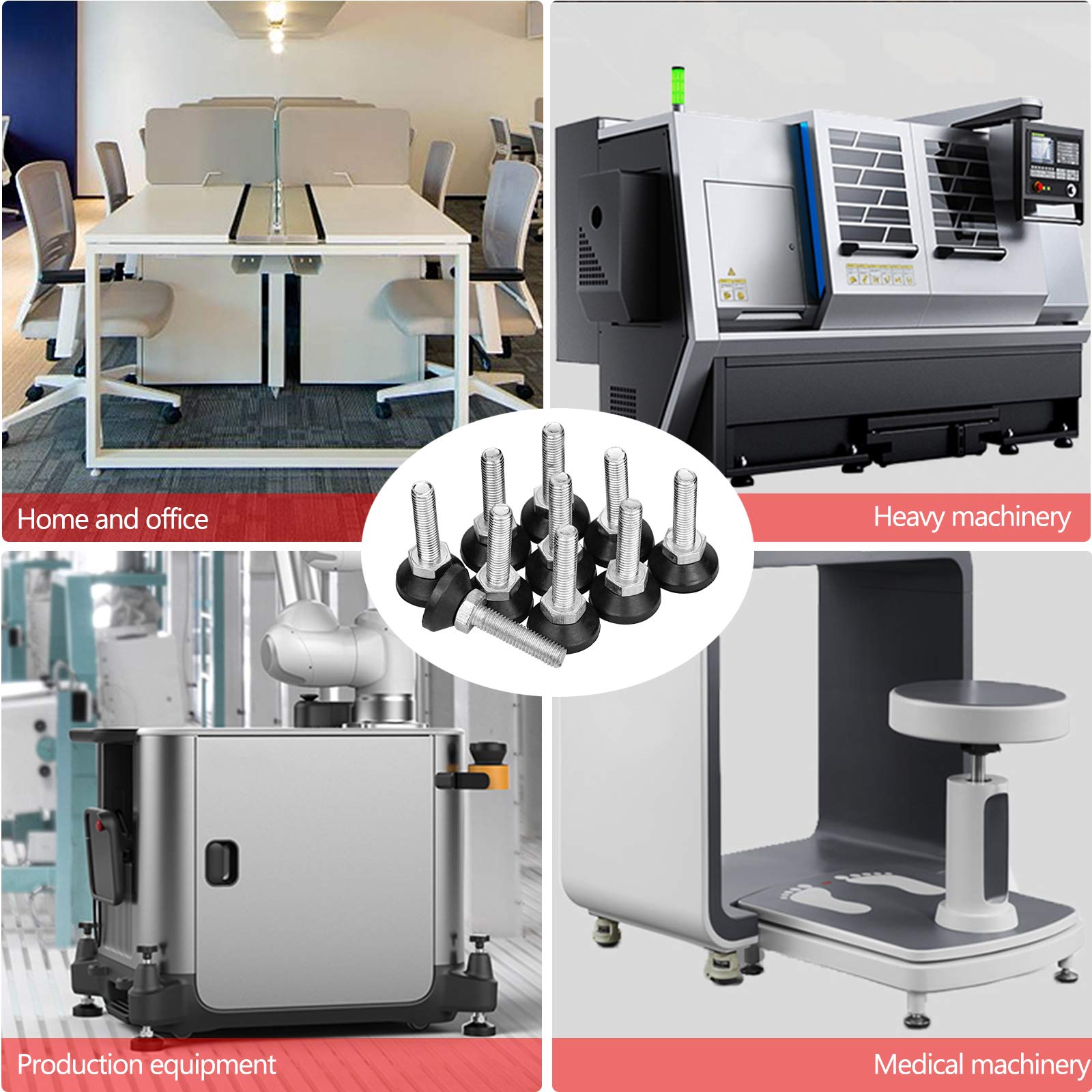 Buy 10Pcs Furniture Levelers Feet M10 x 40mm Threaded Adjustable Table