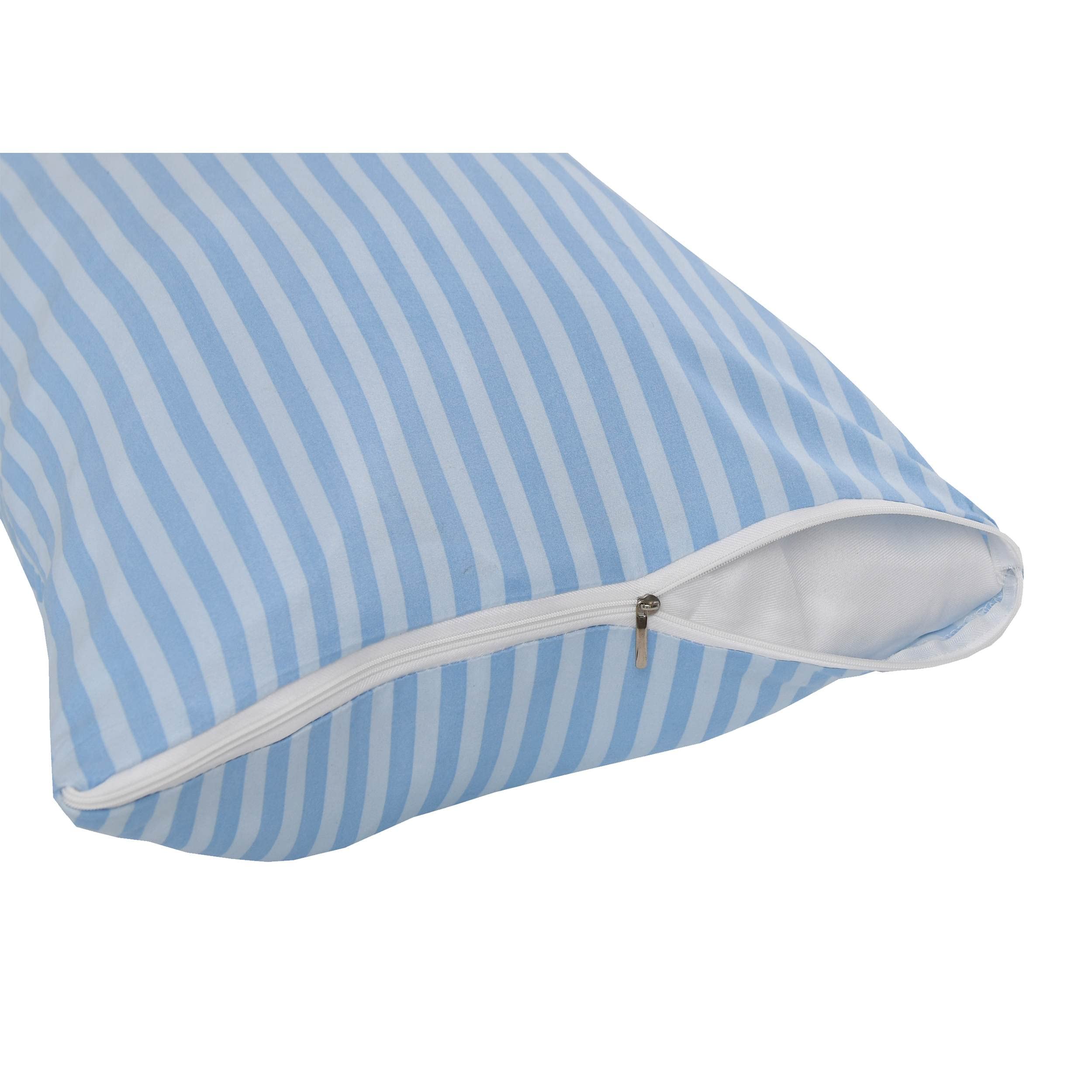 DALINA Textil Funda para Almohada 45x90CM con Cremallera - Funda Almohada 90 Azul con Rayas