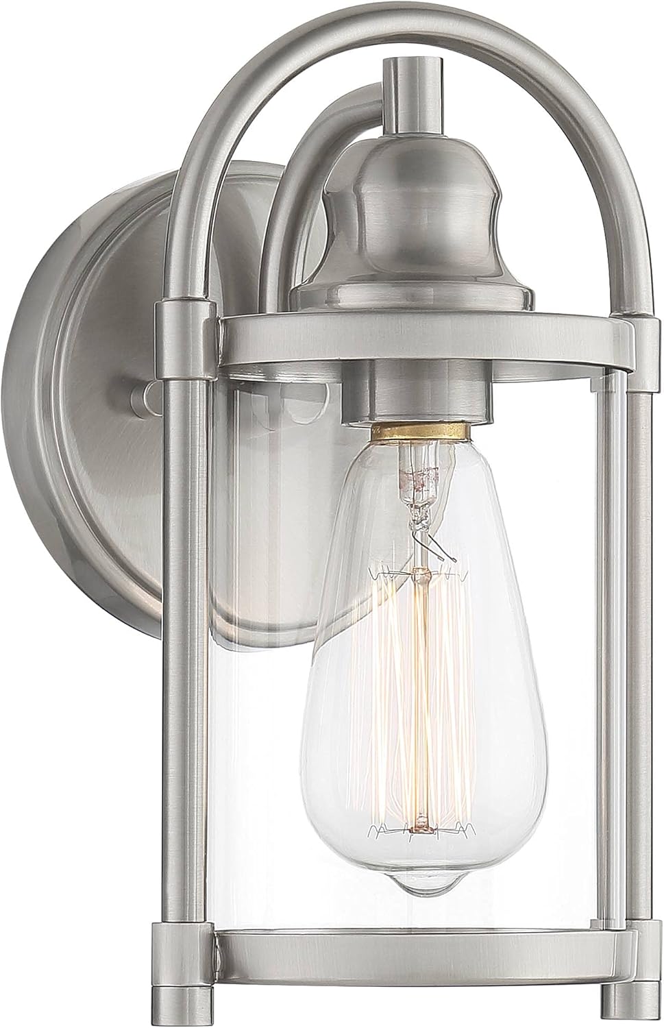 John Timberland Avani Rustic Farmhouse Outdoor Wall Light Fixture Brushed Nickel 10 1/4" Clear Glass for Exterior Barn Deck House Porch Yard Patio Outside Garage Front Door Garden Home Roof