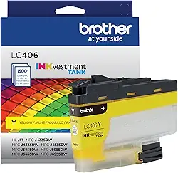Brother Cartucho de tinta para tanque de tinta amarelo de rendimento padrão LC406Y genuíno