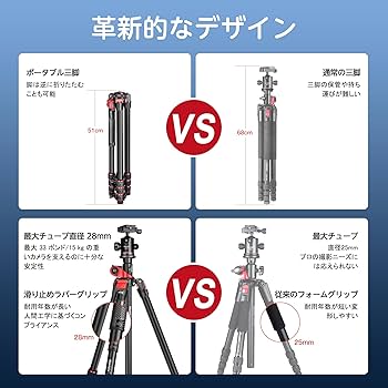Amazon | Manbily カメラ三脚 折り畳み長さはわずか51cm 最大