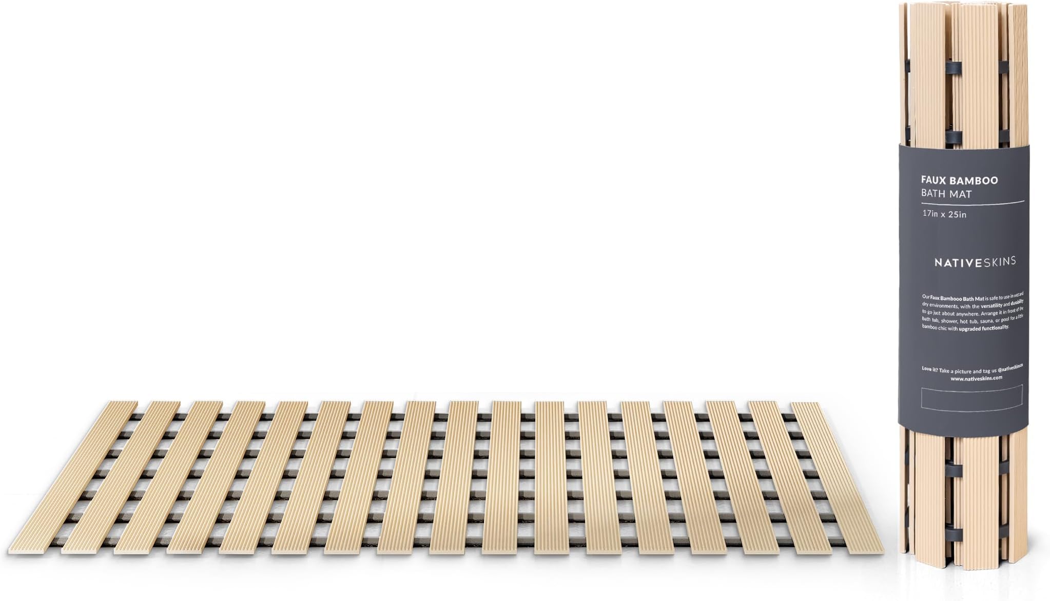 Amazon.com: Bamodi Bathroom Bamboo Floor Mat - Wooden Bath Mat ...