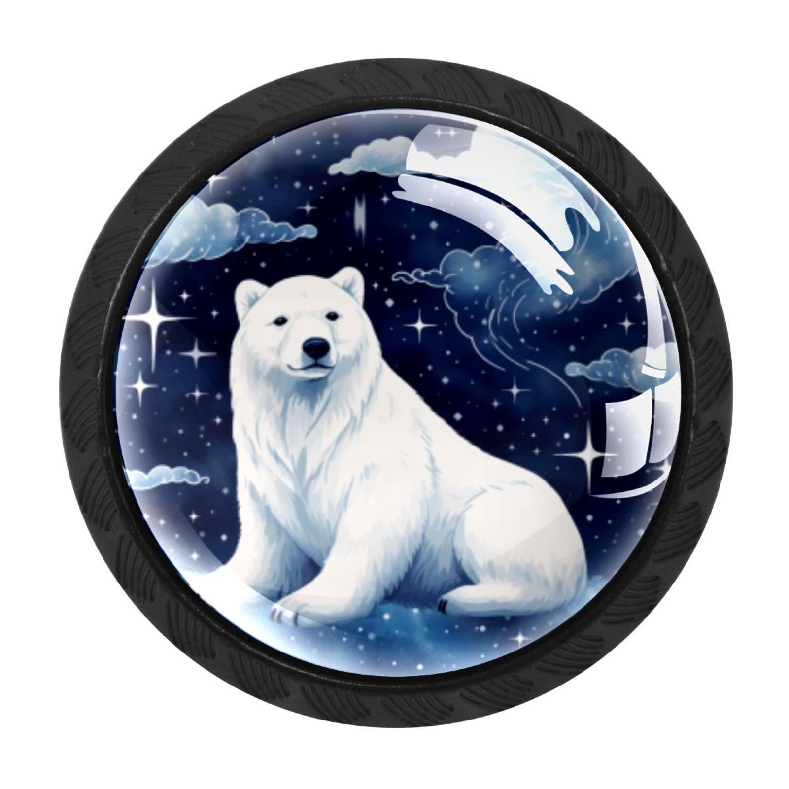 Chenzzzz Multicolored 05 4 Pcs Starry Polar Bear Cabinet Knobs Crystal Drawer Pulls For Kitchen, Bathroom Cabinet, Dresser And Cupboard