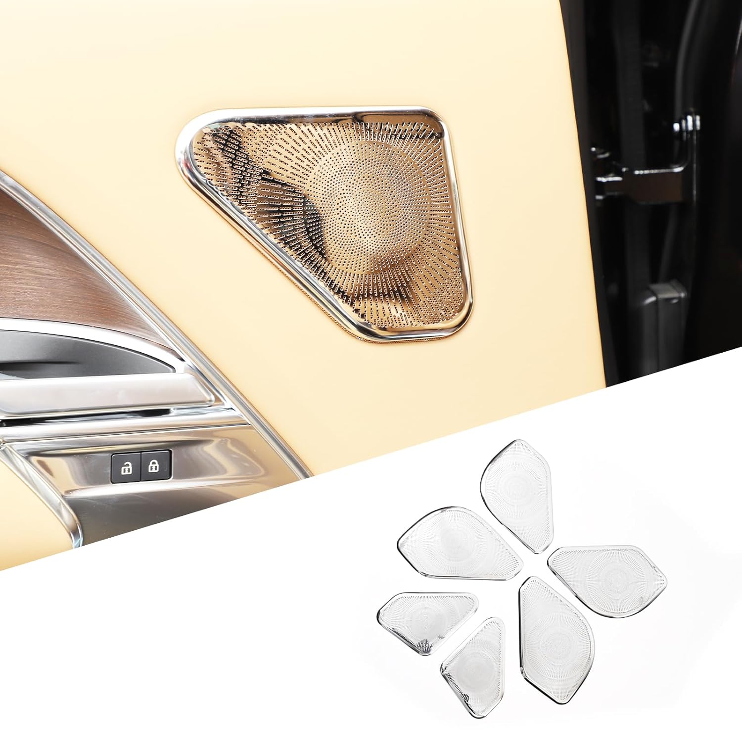 Car Interior Door Speaker Cover Trim Compatible with Land Rover Range Rover 2023 2024, Stainless Steel Audio Panel Trim Cover Kit Decoration Interior Accessories 6PCS (Bright)