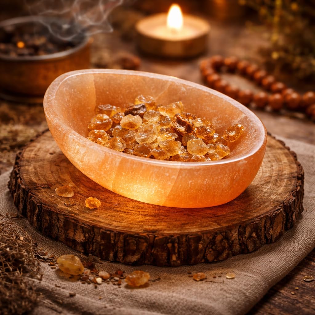 NKlaus Cuenco de selenita naranja 10,5 x 7 x 3 cm – Hecho a mano pulida bandeja de energía para limpiar y cargar joyas y piedras preciosas, ideal para decoración y meditación