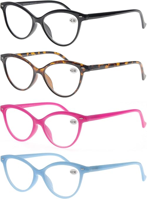 MODFANS Women Reading Glasses 1.25 4 Pack Fashion Colors