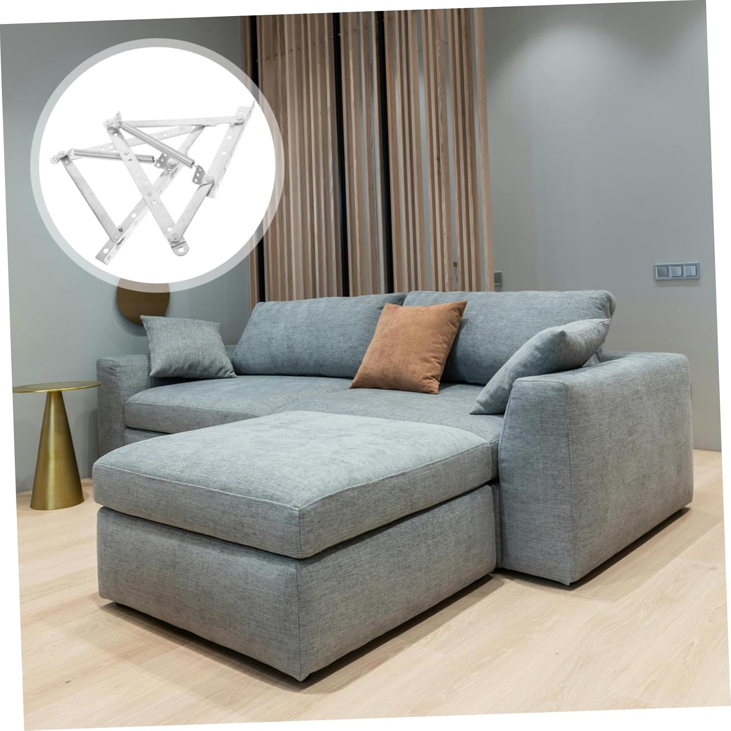 VILLCASE 2pcs Metal Triangular Spring Hinge Sofa Bed Spring Support Stay Hinge Replacement for Folding Bed