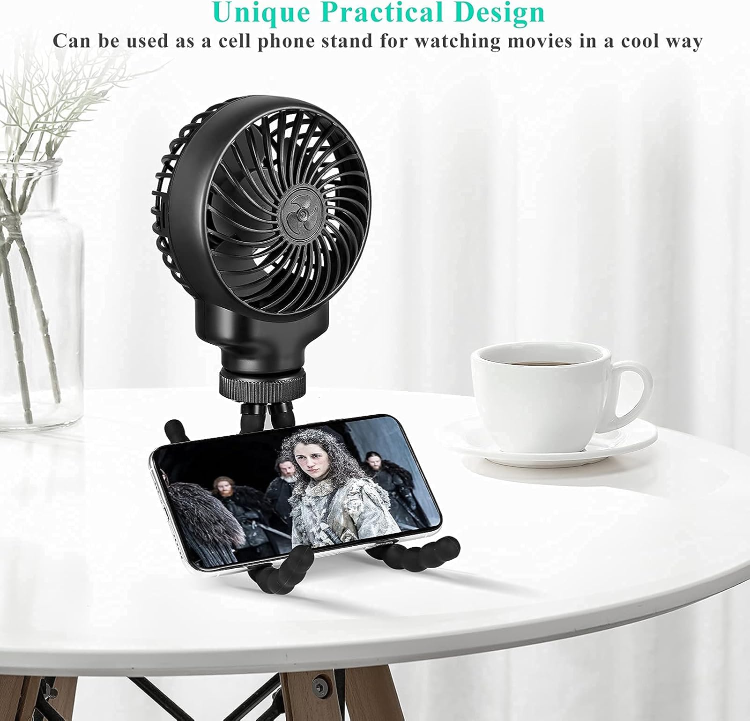 Portable Stroller Fan Clip On, Mini USB Charging Personal Desk Fan with Flexible Tripod, 3 Speeds 360°Rotation Handheld Rechargeable Fan for Stroller, Treadmill, Car Seat, Office, Travel: Home & Kitchen