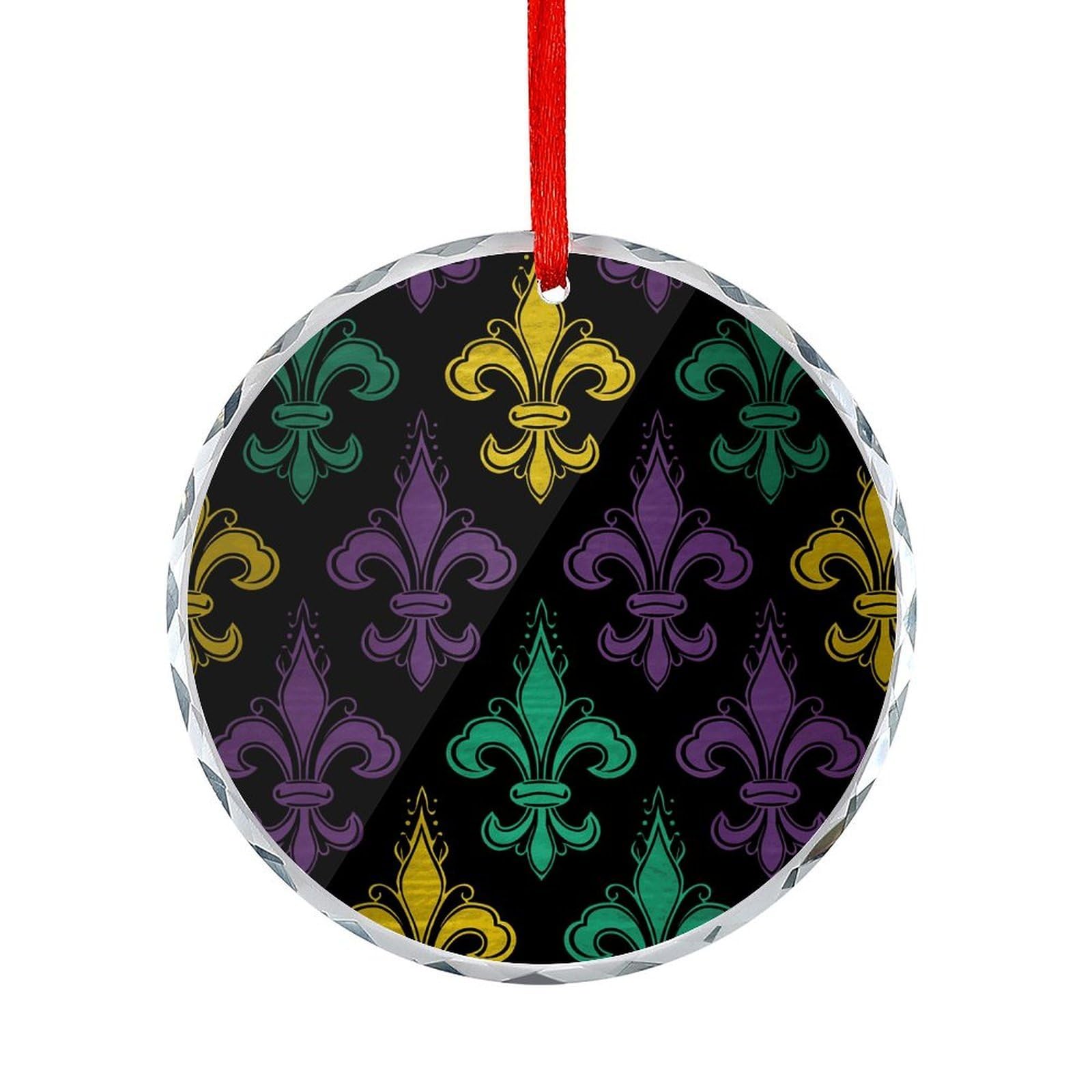 Btcowzrv Style 3D Fleur De Lis Mardi Gras Round Ornament Hanging Pendant Decor