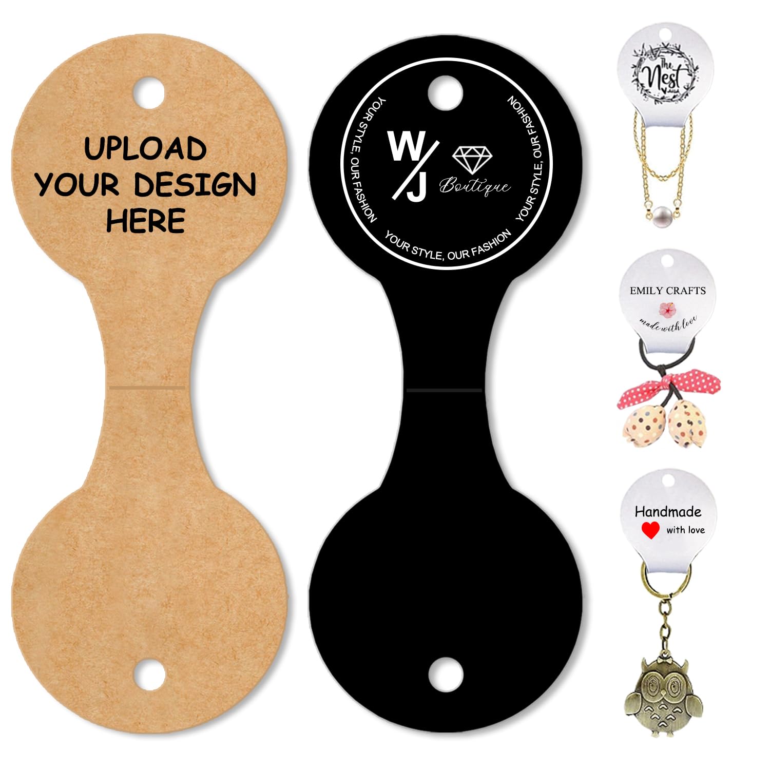 Gicohi Custom 100pcs Jewelry Display Cards Holder Cards,Personalized Logo Necklace Display Cards,Fold Over Display Cards for Bracelet Earrings Keychain Hair Accessories (1.5 x 4 inch)