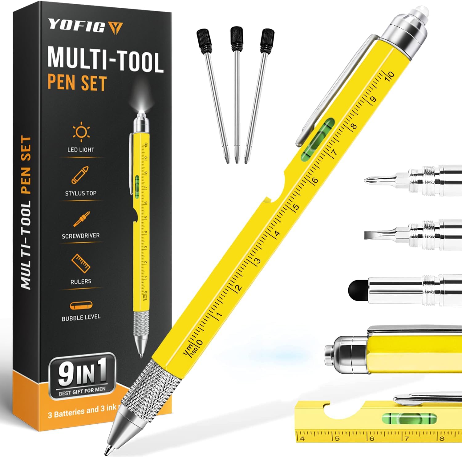 YOFIG Father's Day Gifts, Gifts for Men, 9 in 1 Multi Tool Pen Gadgets for Men, Mens Dad Gift, Father's Day Gift from Daughter/Son, Stocking Fillers