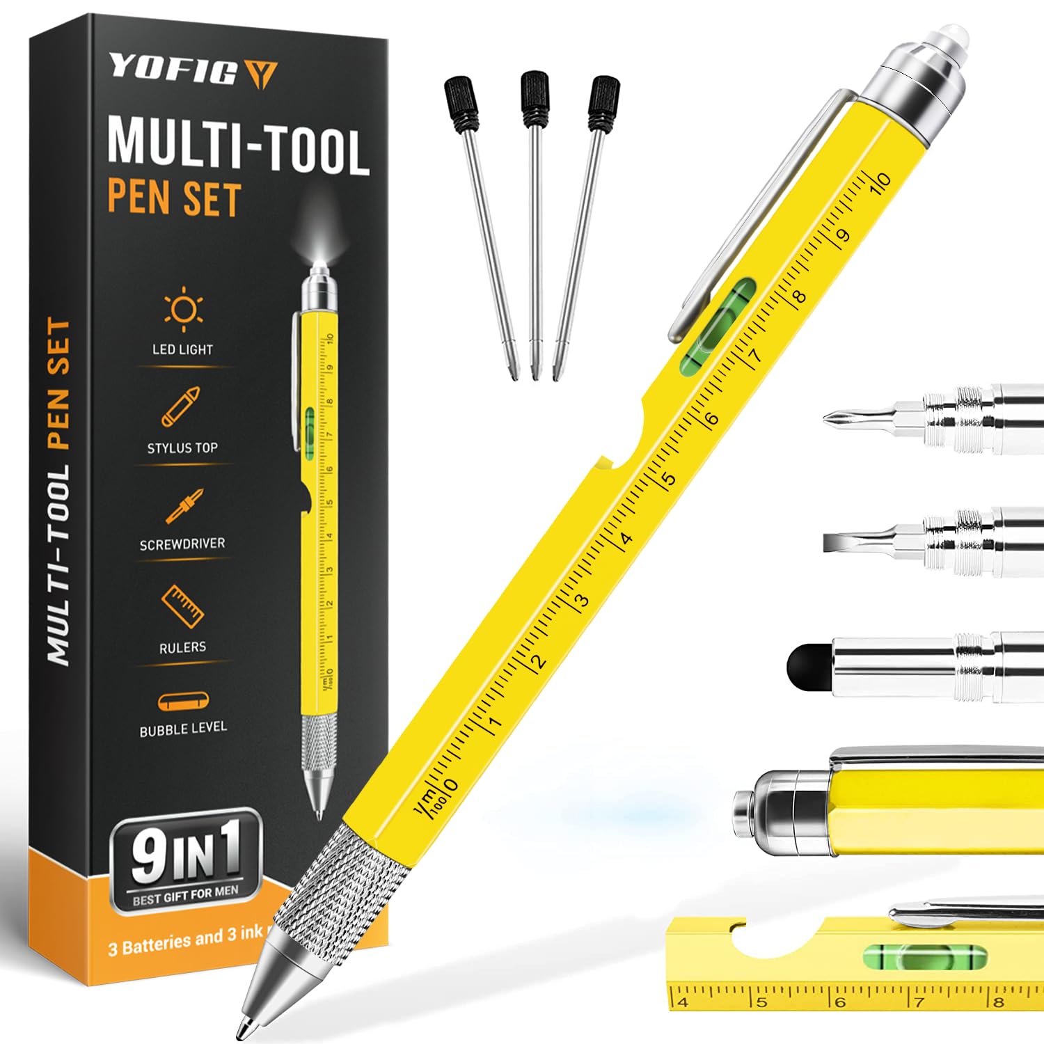 Gifts for Men, Valentines Gifts for Him, 9 in 1 Multi Tool Pen, Mens Gift Gadgets for Men, Father's Day Gift