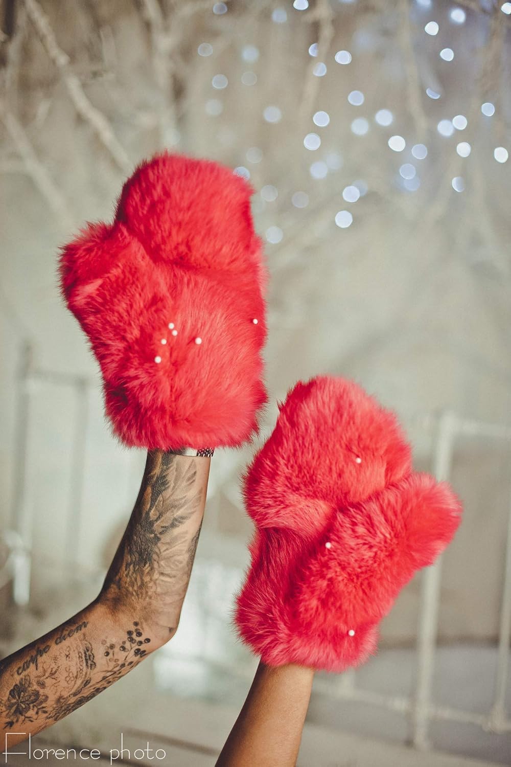 Rabbit Fur Mittens Womens Gloves Winter Arm Warmers Handwarmers Kids Unisex
