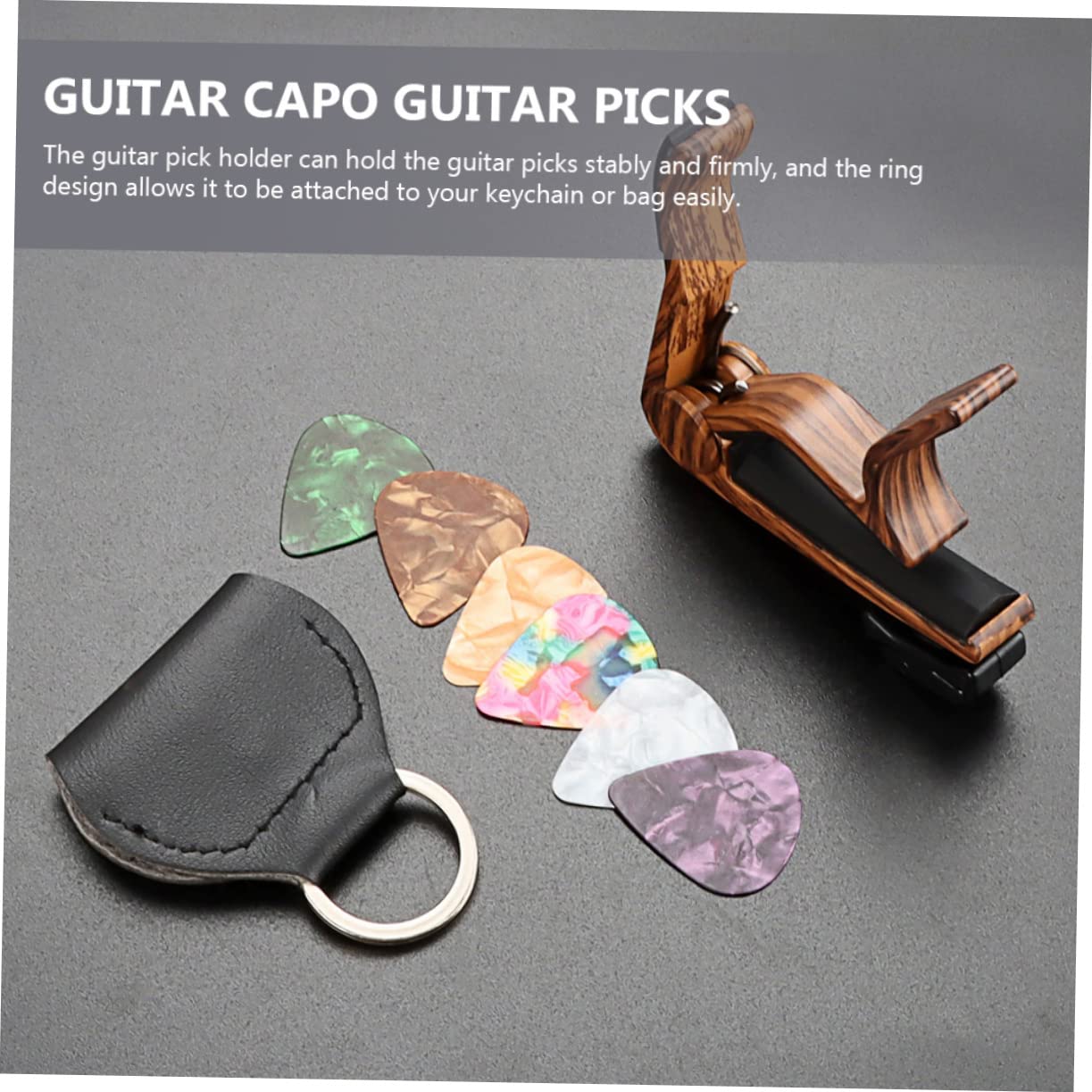 Abaodam 4sätze Gitarre Capo Set Mit Plektren Und Halter Geeignet Für Akustikgitarre Gitarre Ukulele Und Banjo Zubehör Für Musiker Einfach Zu Bedienen Und Langlebig