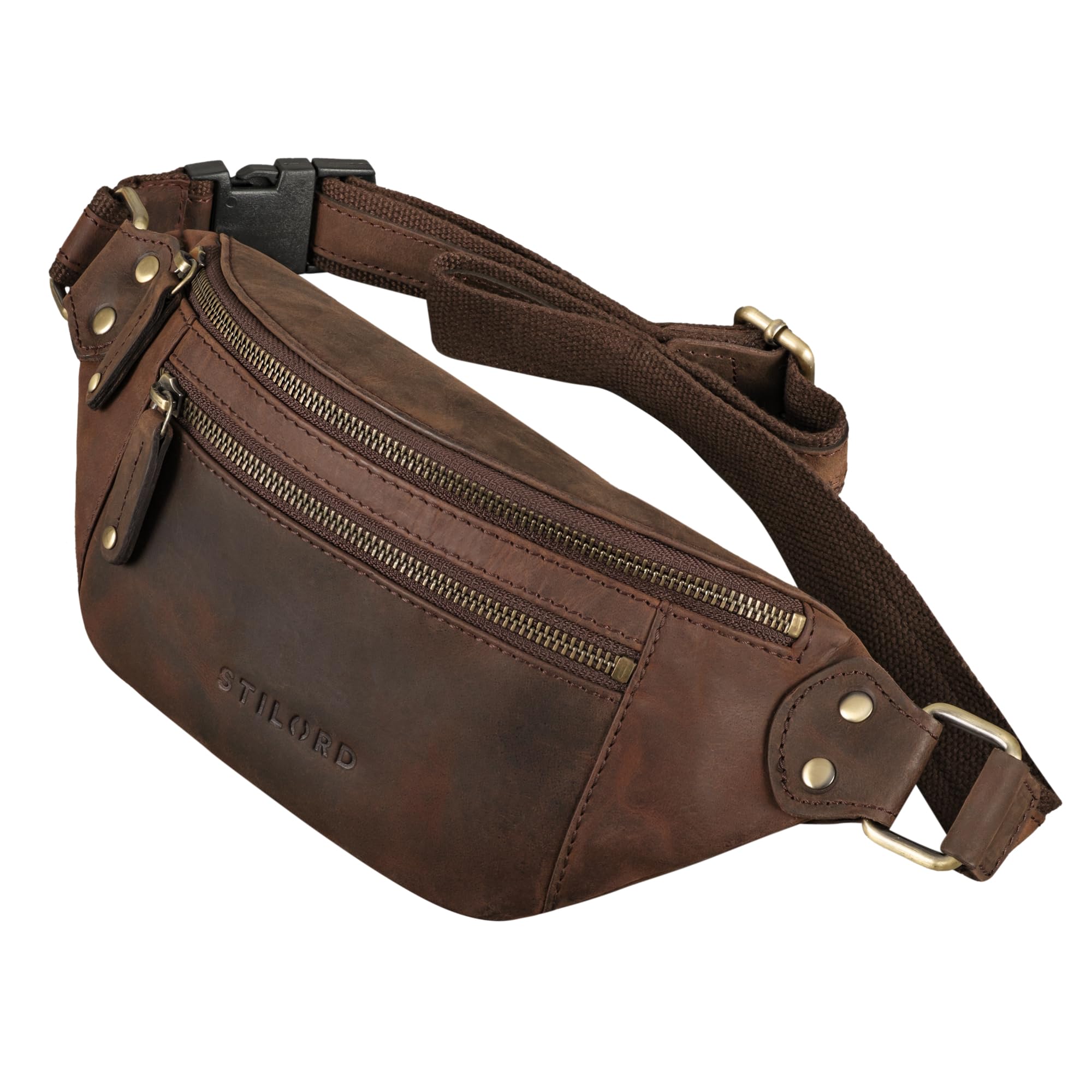 STILORD "Orson" Marsupio in Vera Pella Borsa Cintura Elegante Colore:zamora - marrone