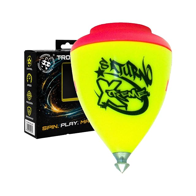 SPACE TROMPOS - Saturno Xtreme Punta Fija, Amarillo, con Cuerda y Caja