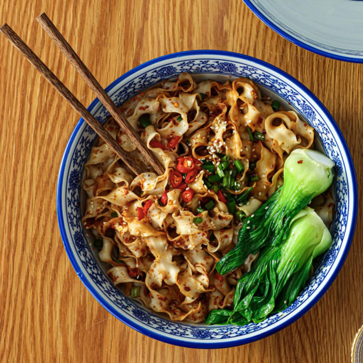 Tazón de Ramen de Cerámica Azul Superficie Lisa y Fácil Limpieza, Cuenco para Sopa Adecuado para Accesorios de Cocina y Uso Diario Hogar