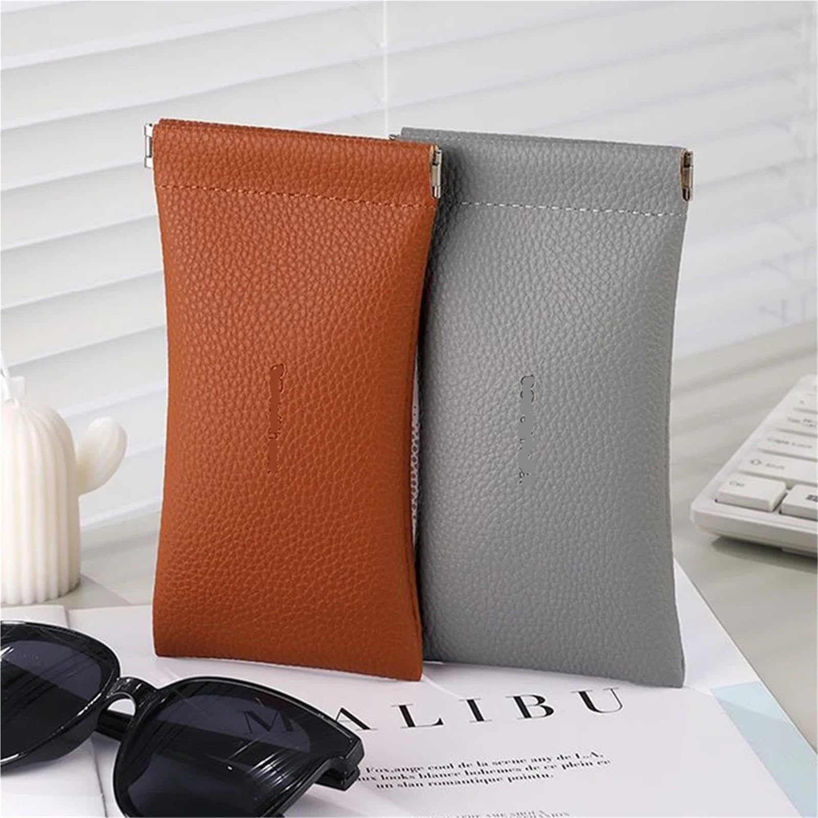 funda gafas Estuche For Gafas De Mujer PU Con Cierre Automático Suave Organizador Cables Datos