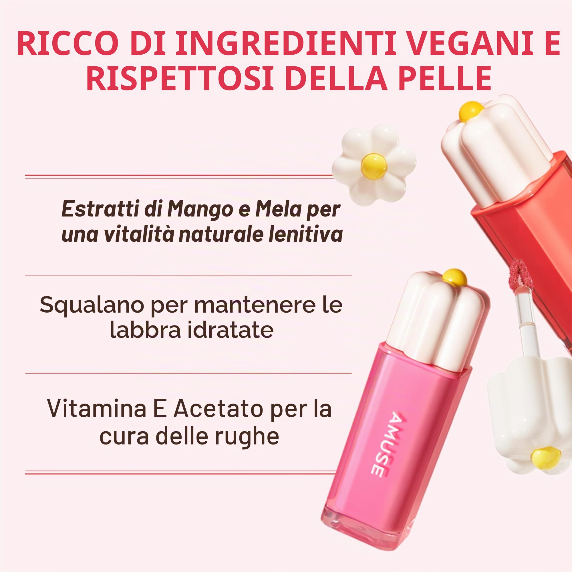 Amuse Daisy Flower Dew Tint 13 DEW BOKSOONGA | Tintura ad acqua ad alta umidità al 35%, a lunga durata, acetato di vitamina E, idratante, non si stacca, trattamento labbra, non appiccicoso, per labbra