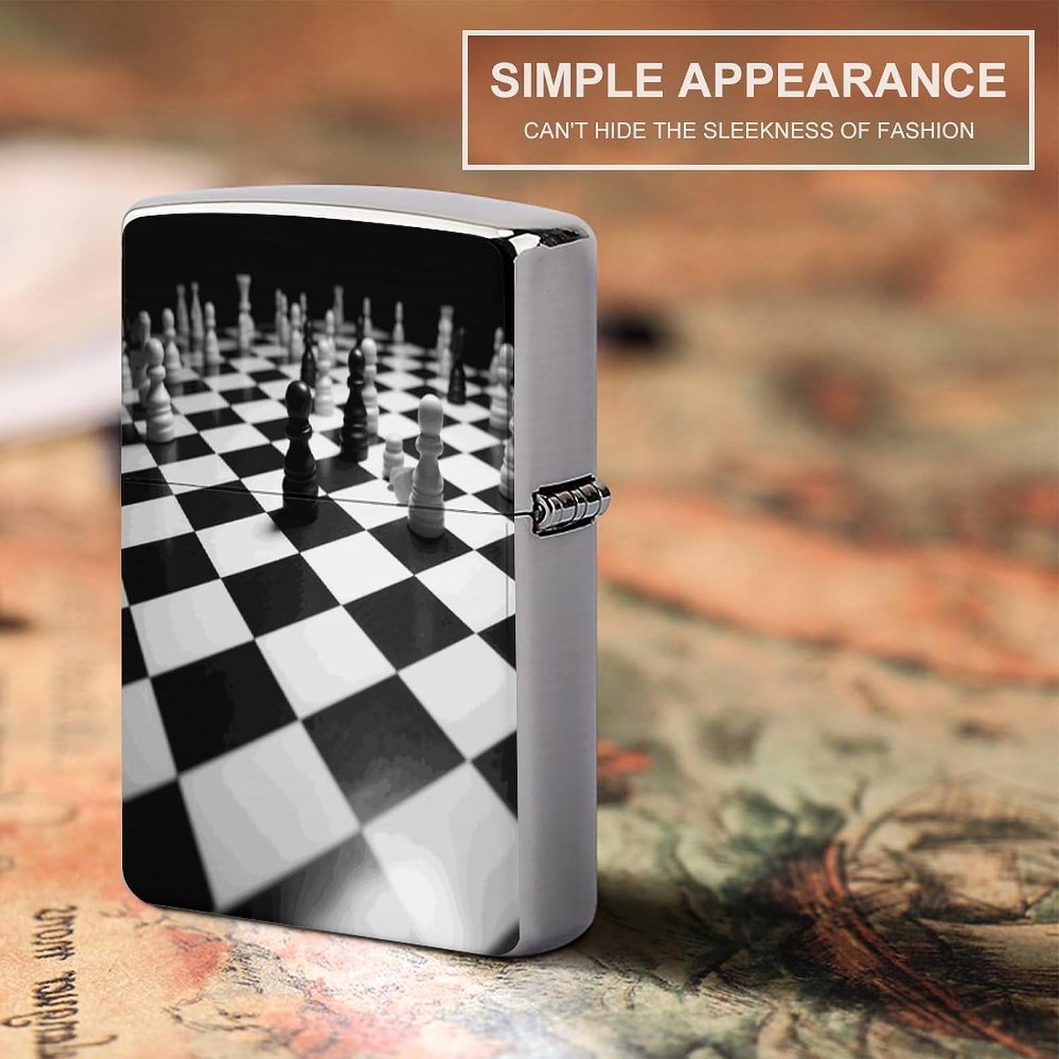 Black White Chess Checkerboard Lighter Case Cover Holder Lighter Sleeve