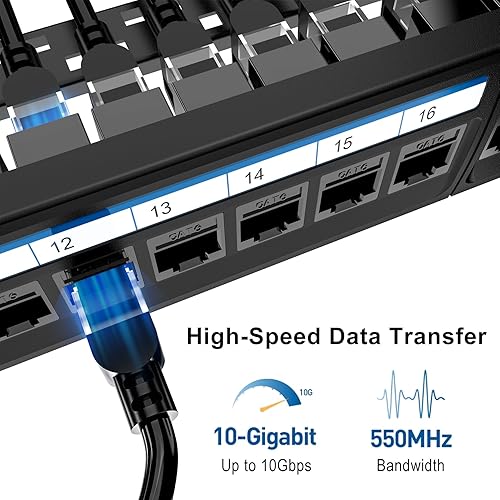 Miniatura 2 de Jadaol Listado UL Panel de conexión de 24 puertos para montaje en rack o montaje en pared de 19 pulgadas, panel de red Cat 6 de 1U precargado con 24