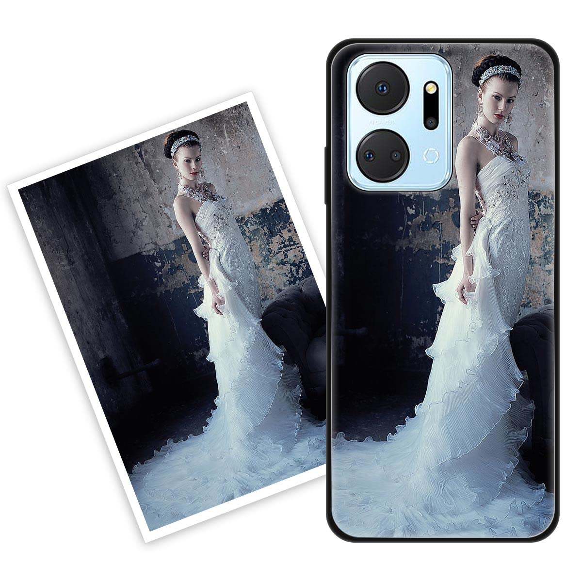 Custodia Personalizzata Per HONOR X7 Con Foto E Testo - Bordo TPU E Retro In Vetro Temperato - Cover Unica E Originale