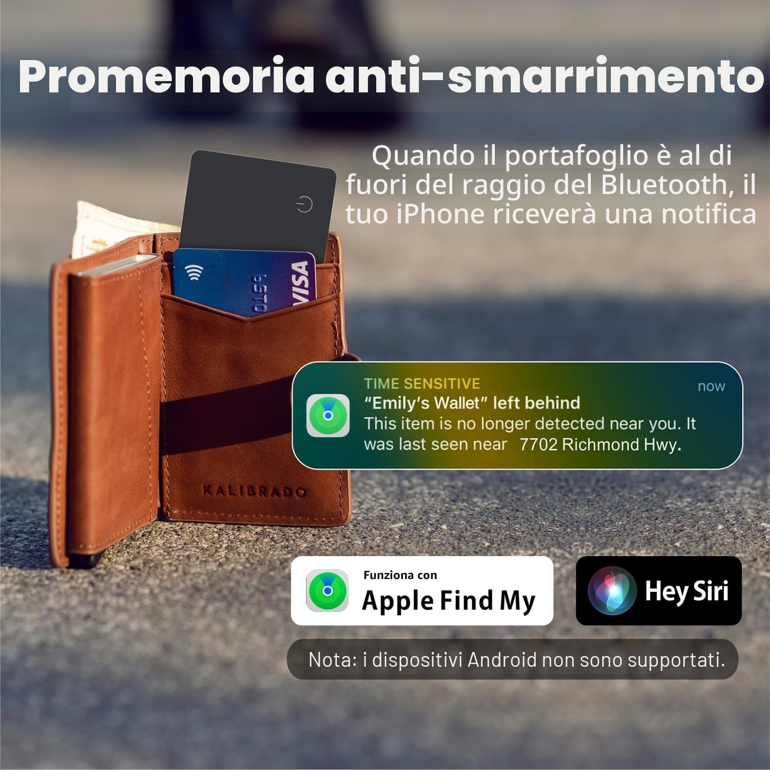 Reyke Scheda di tracciamento del Portafoglio Sottile compatibile con Apple Find My per etichette bagagli telefoni cellulari passaporti