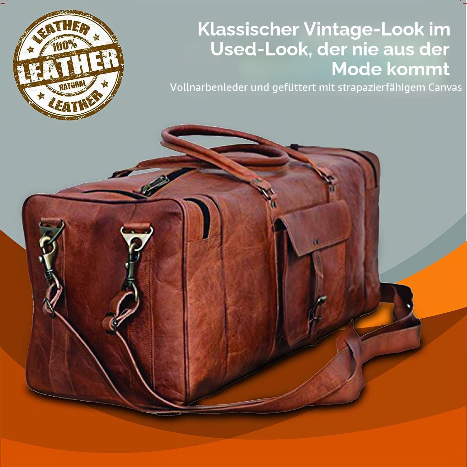 Kpl 71,1 cm groß Leder Duffel Travel Duffle Gym Sport über Nacht Weekender