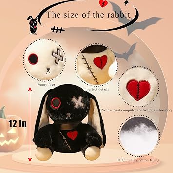 Christmas Bunny Stuffed Toys, Halloween Scary Rabbit Stuffed Animal Long Ears Standing Toy, Suitable for Fans Easter Christmas Birthday Gift (Back)