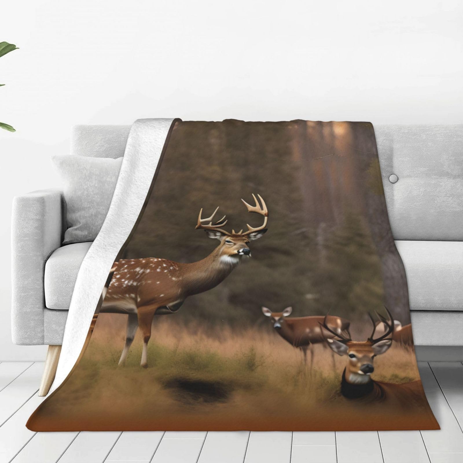 Couverture polaire lit chaud canapé plaid imprimé cerf doux
