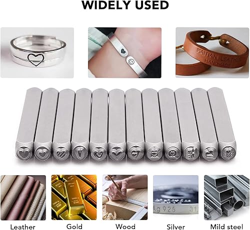 Vista 38 de Tlimus Kit de estampado de metal con temática de ángel, 12 unidades, 0.236 in (1/4 pulgadas), kit de sellos de metal para manualidades, accesorios