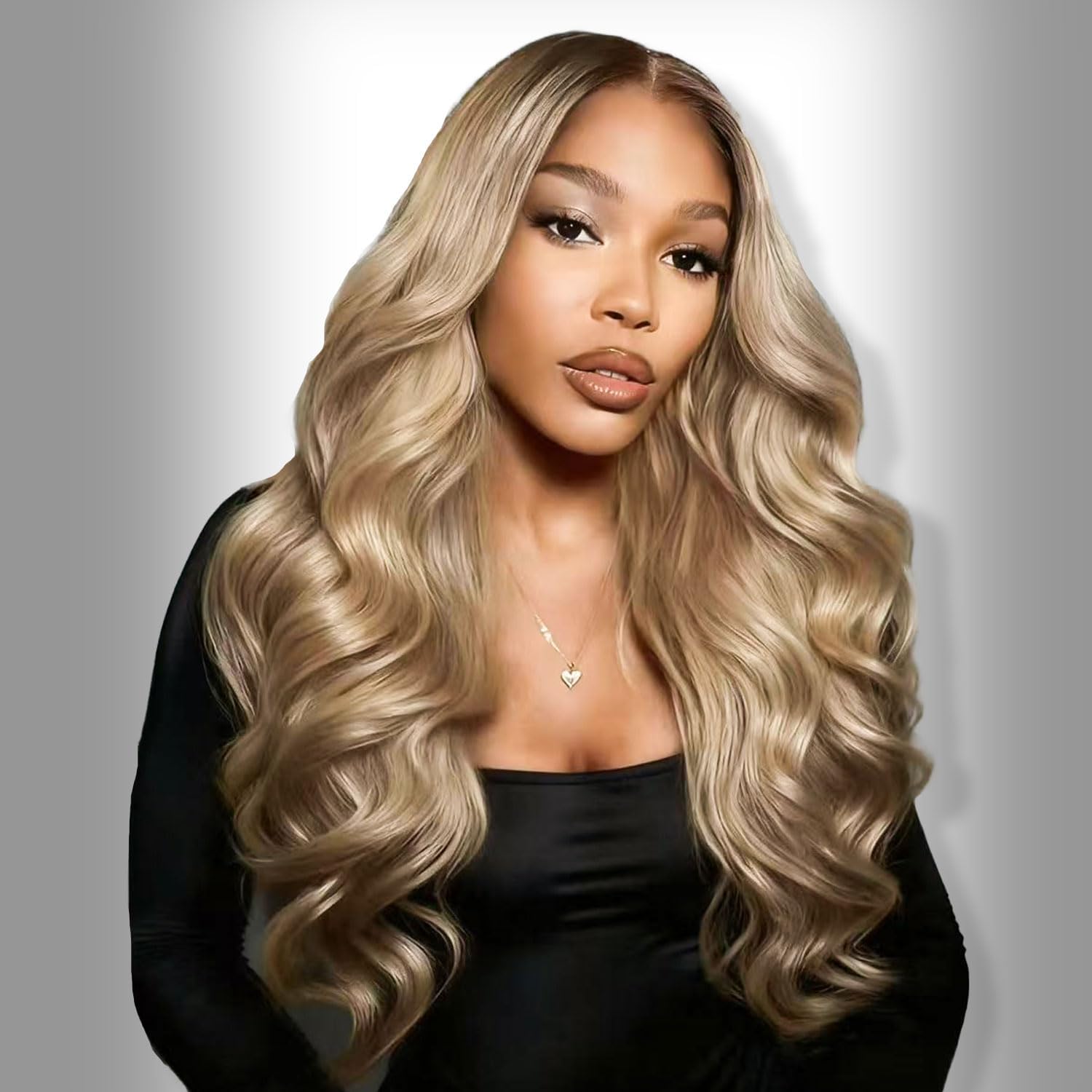 Photo 1 of Ash Blonde Wig Human Hair 13x4 HD Lace Front Glueless Wigs for Women - Body Wave, Pre Plucked Hairline, Mini Knots, 251% Density