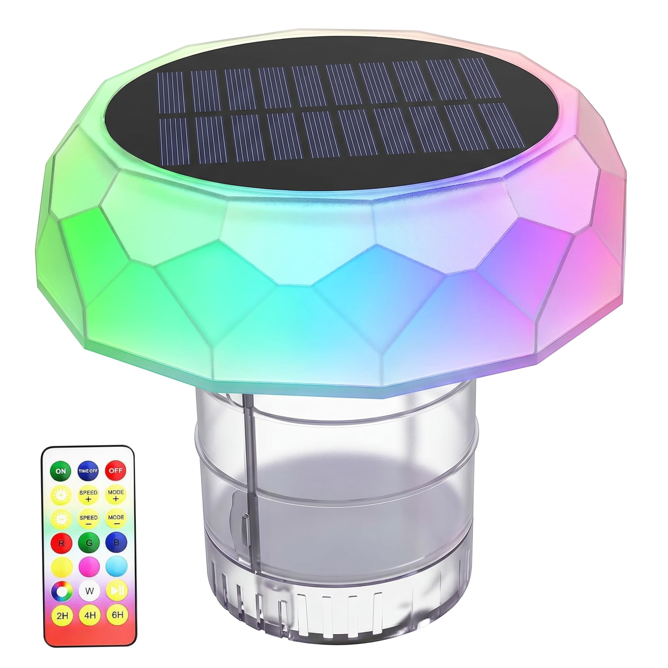 Tsawntd Solar Pool Chlorine Floater - Remote Control Solar Chlorine Tablet Floaters for Pools with Colorful Led Lights for Pool & Decor