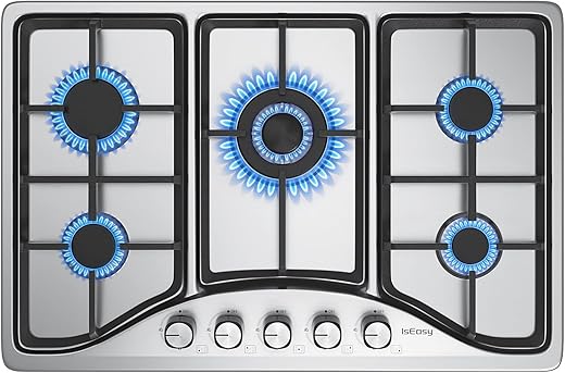 Piano Cottura a Gas (Acciaio Inossidabile -Piano Cottura 5 Fuochi)