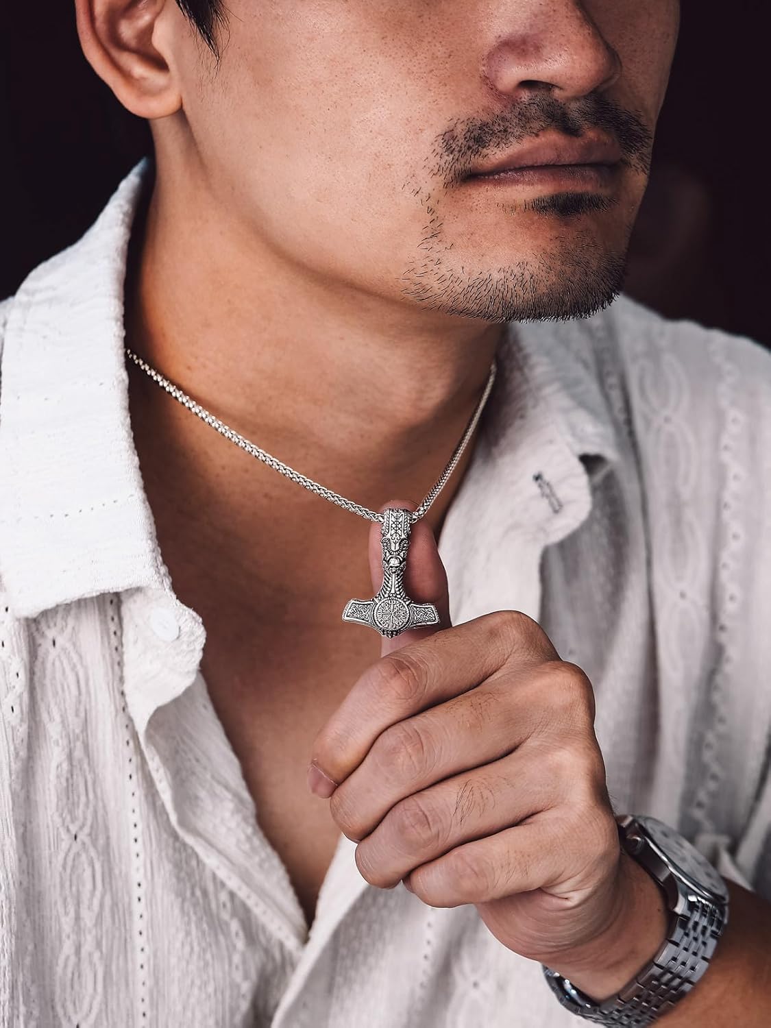 Bandmax Stainless Steel Viking Hammer Pendant Necklace for Men Silver/Black/Gold Mjolnir Mens Norse Style Jewelry - Image 5