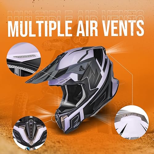 Miniatura 3 de Casco de motocross para adultos con gafas, guantes y máscara ajustable, visera solar, casco para adultos, todoterreno, motocross, descenso,