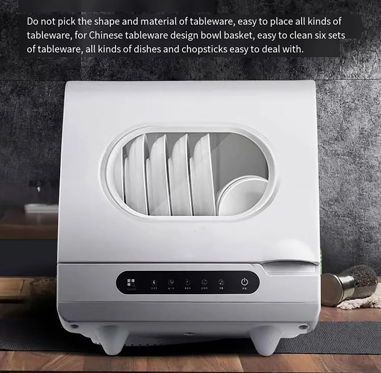 Lave-vaisselle De Table, 1200W Machine Laver Vaisselle Portable Avec 5 Programmes De Lavage Et Réservoir D'eau Intégré De 5 Litres, Cycle À 360°, Pour Les Petits Appartements Et Les Camping-cars