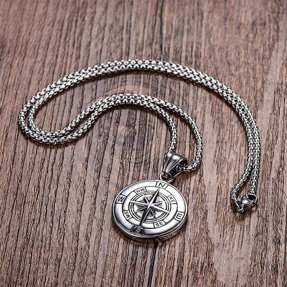 Compass Necklace for Men Chain Stainless Steel Compass Pendants Male Jewelry - Image 6