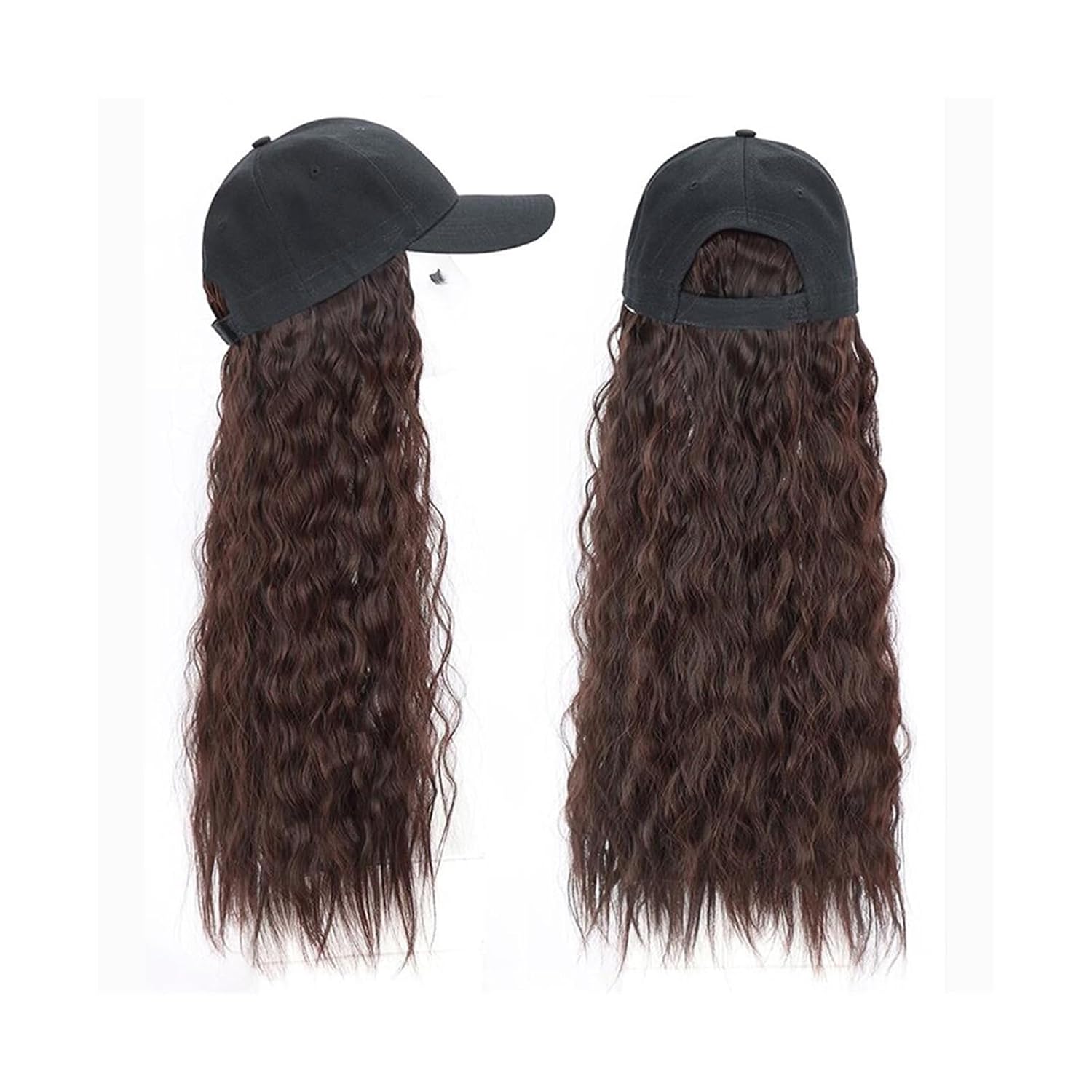 Wig Cap Long Curly Wig With Baseball Cap For Women Synthetic Hair With Cap One Piece Adjustable Hat With Hair Wig Wig Caps For Women(C)
